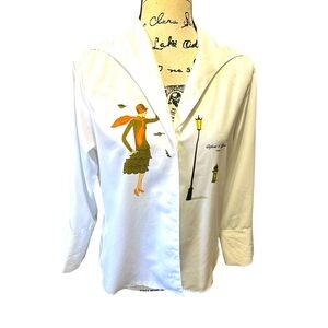 Defense D’Afficher Made In France Button Down Blouse Sz 3